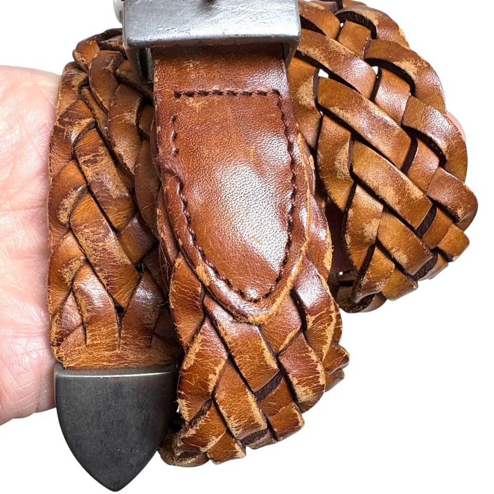 belt vintage M/L brown leather silver tip western cowgirl hipster indie boho